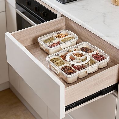 8-Compartment Airtight Snack Tray with Handle for Travel & Parties