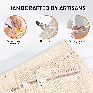 Cotton Mesh Laundry Bags 6-Pack Breathable Zippered Delicates