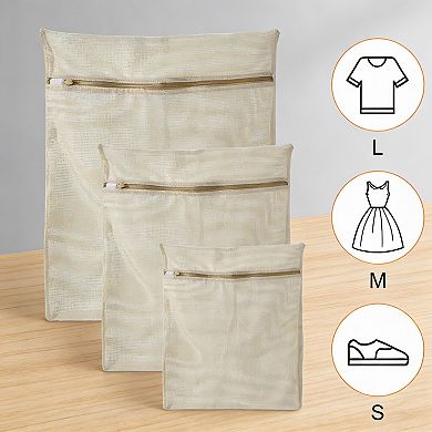 Cotton Mesh Laundry Bags 6-Pack Breathable Zippered Delicates