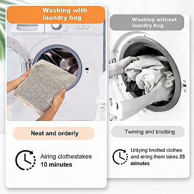 Cotton Mesh Laundry Bags 6-Pack Breathable Zippered Delicates