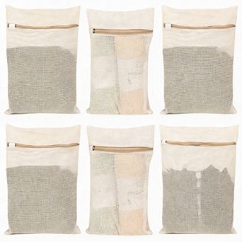 Cotton Mesh Laundry Bags 6-Pack Breathable Zippered Delicates