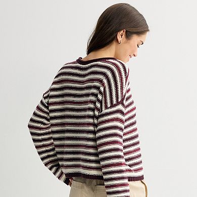 Juniors' SO® Textured Boatneck Sweater