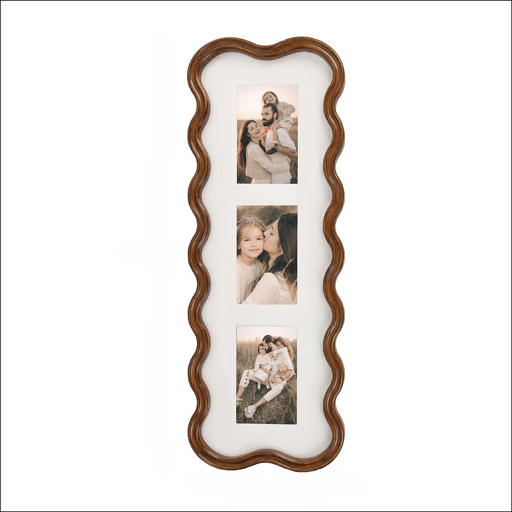 Belle Maison Wavy Wood 3-Opening Collage Frame Wall Decor