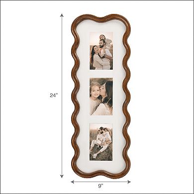 Belle Maison Wavy Wood 3-Opening Collage Frame Wall Decor