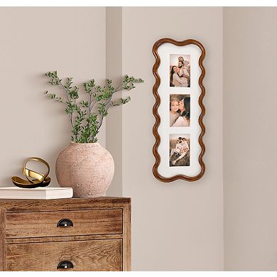 Belle Maison Wavy Wood 3-Opening Collage Frame Wall Decor