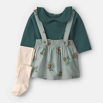 Baby Girls Carter's 3 pc Jumper Dress and Long-Sleeve Bodysuit, and Tights Set
