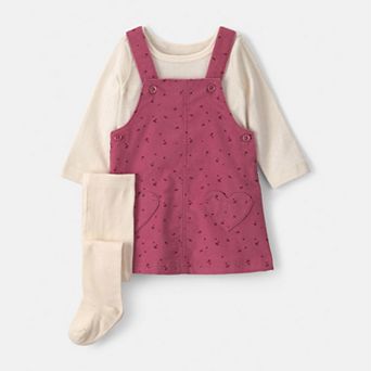 Baby Girls Carter's 3 pc Jumper Dress and Long-Sleeve Bodysuit, and Tights Set