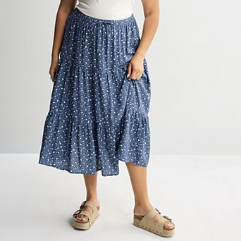 Juniors' Plus Size SO® Tiered Midi Skirt