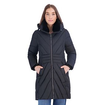 Women's London Fog Club Collar Walker Puffer Coat