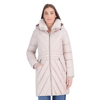 Women's London Fog Club Collar Walker Puffer Coat