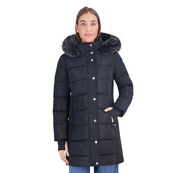 Women's London Fog Hooded Three-Quarter Active Puffer Coat