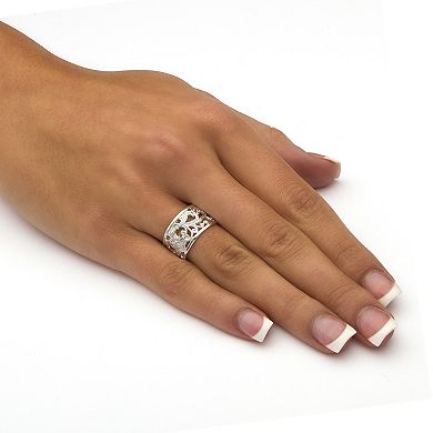 PalmBeach Jewelry Filigree Vintage-Style Ring in Sterling Silver