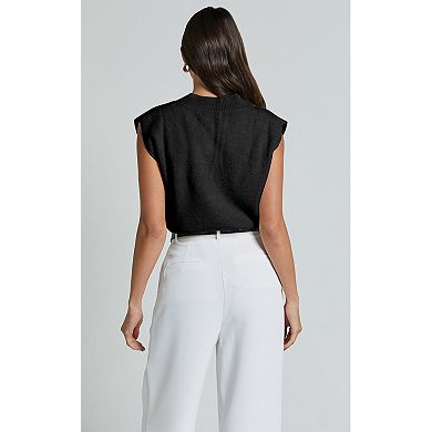 Womens V Neck Sweater Vest Oversized Ribbed Knit Sleeveless Casual Loose Fit Pullover Tank Top