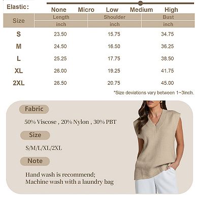 Womens V Neck Sweater Vest Oversized Ribbed Knit Sleeveless Casual Loose Fit Pullover Tank Top