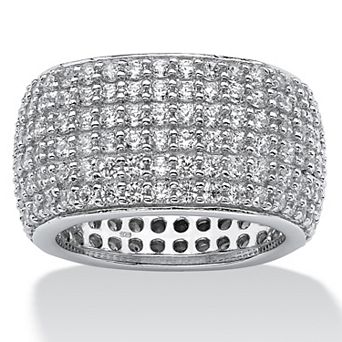 PalmBeach Jewelry 3.00 TCW Pave Cubic Zirconia Multi-Row Eternity Band in Sterling Silver