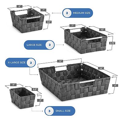 Sorbus 9 Piece Hand-Woven Storage Baskets - for Home & Closet Organization