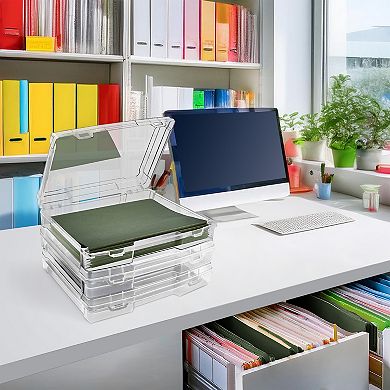 Sorbus Wide Hanging File Organizer Bin Clear Plastic Stackable for Document Storage