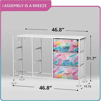 Sorbus 9 Drawers Dresser- Storage Unit with Steel Frame, Wood Top, Fabric Bins