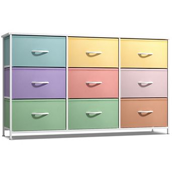 Sorbus 9 Drawers Dresser- Storage Unit with Steel Frame, Wood Top, Fabric Bins