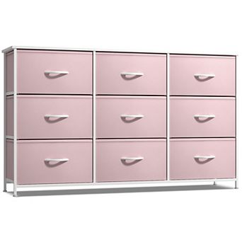 Sorbus 9 Drawers Dresser- Storage Unit with Steel Frame, Wood Top, Fabric Bins