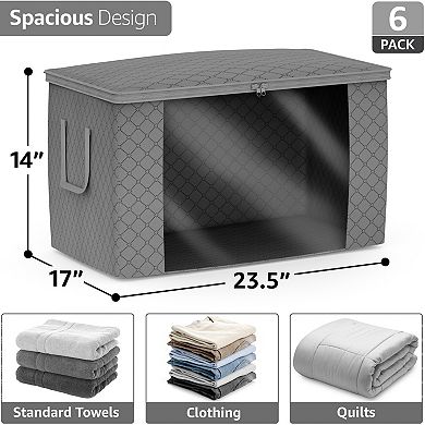 Sorbus 6 Pack Foldable Storage Bag Organizers with Clear Window & Carry Handles