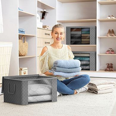 Sorbus 6 Pack Foldable Storage Bag Organizers with Clear Window & Carry Handles