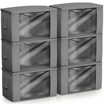 Sorbus 6 Pack Foldable Storage Bag Organizers with Clear Window & Carry Handles