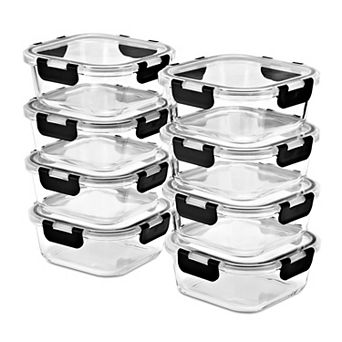 Sorbus 16 pc Square (1100ml/ 37oz/ 4.6 cup ) Glass Meal Prep Containers with Airtight Lids