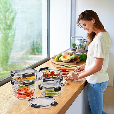 Sorbus 16 Piece Square (1100ml/ 37oz/ 4.6cups) Glass Meal Prep Containers with Airtight Lids