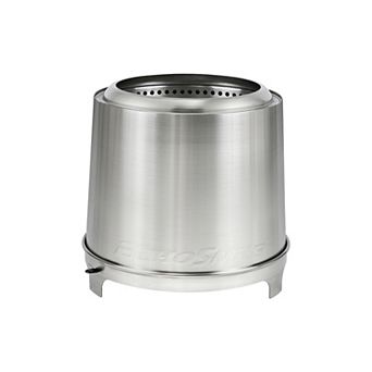 5.9 in Brushed Silver Stainless Steel Wood Outdoor Portable Tabletop Fire Pit
