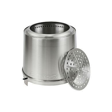 5.9 in. Brushed Silver Stainless Steel Wood Outdoor Portable Tabletop Fire Pit
