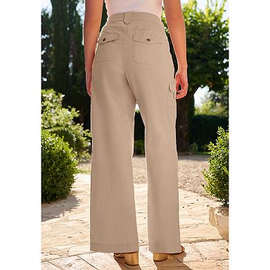Roaman's Women's Plus Size Wide-Leg Cargo Pants
