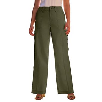 Roaman's Women's Plus Size Wide-Leg Cargo Pants