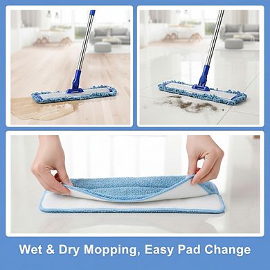 18 Inch Professional Microfiber Mop with 4 Washable Pads for Hardwood Tile
