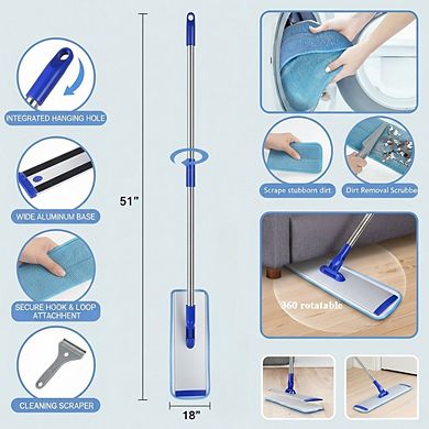 18 Inch Professional Microfiber Mop with 4 Washable Pads for Hardwood Tile