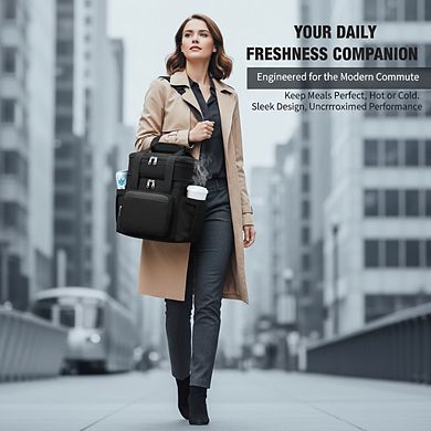 Insulated Lunch Bag Double Deck 15L Leakproof Expandable for Work and Outdoor