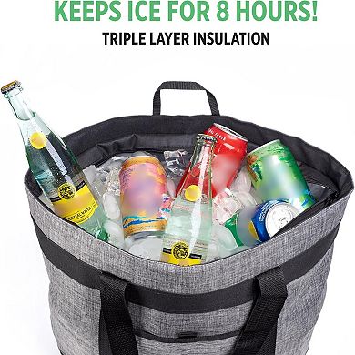 Jumbo Insulated Cooler Bag with Thermal Insulation Collapsible for Travel Beach