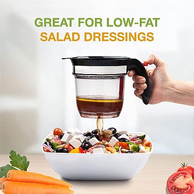 Fat Separator with Bottom Release Oil Strainer for Cooking and Gravy