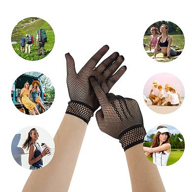 Hollow Fishing Net Sunblock Mittens for Women 1 Pair