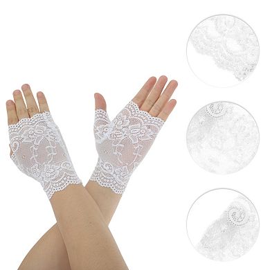 Floral Thin Sunblock Fingerless Gloves for Women 1 Pair