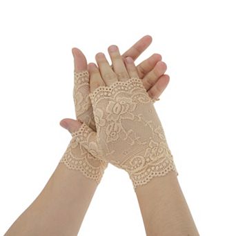 Floral Thin Sunblock Fingerless Gloves for Women 1 Pair