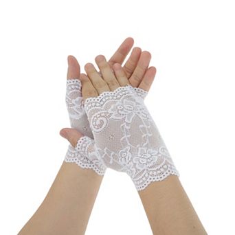 Floral Thin Sunblock Fingerless Gloves for Women 1 Pair