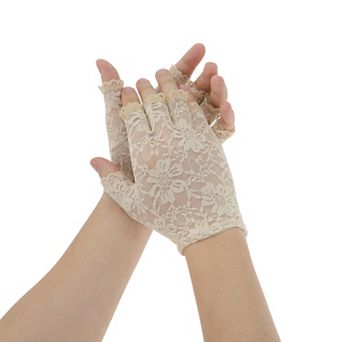 Floral Half Finger Sunblock Fingerless Gloves for Women 1 Pair