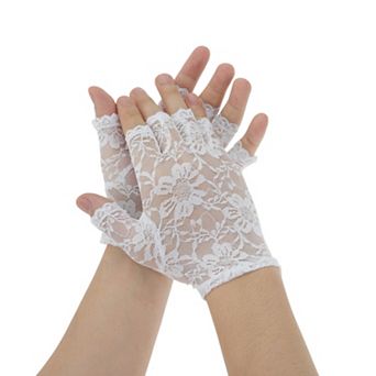Floral Half Finger Sunblock Fingerless Gloves for Women 1 Pair