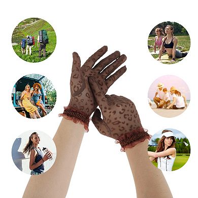 Leopard Sunblock Mittens for Women 1 Pair