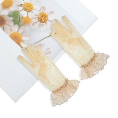 Bow Mesh Sunblock Mittens for Women 1 Pair