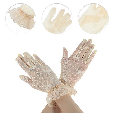 Bow Mesh Sunblock Mittens for Women 1 Pair