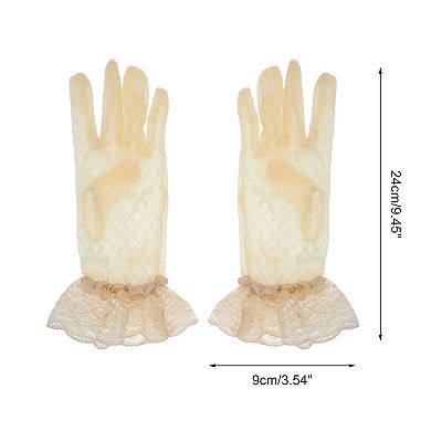 Bow Mesh Sunblock Mittens for Women 1 Pair