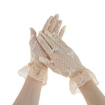 Bow Mesh Sunblock Mittens for Women 1 Pair