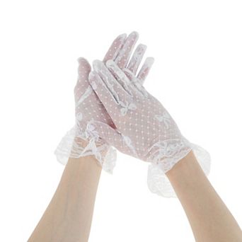 Bow Mesh Sunblock Mittens for Women 1 Pair